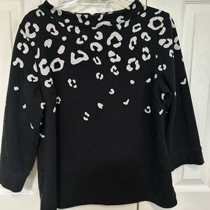 Women's Black and White Leopard Print Sweater